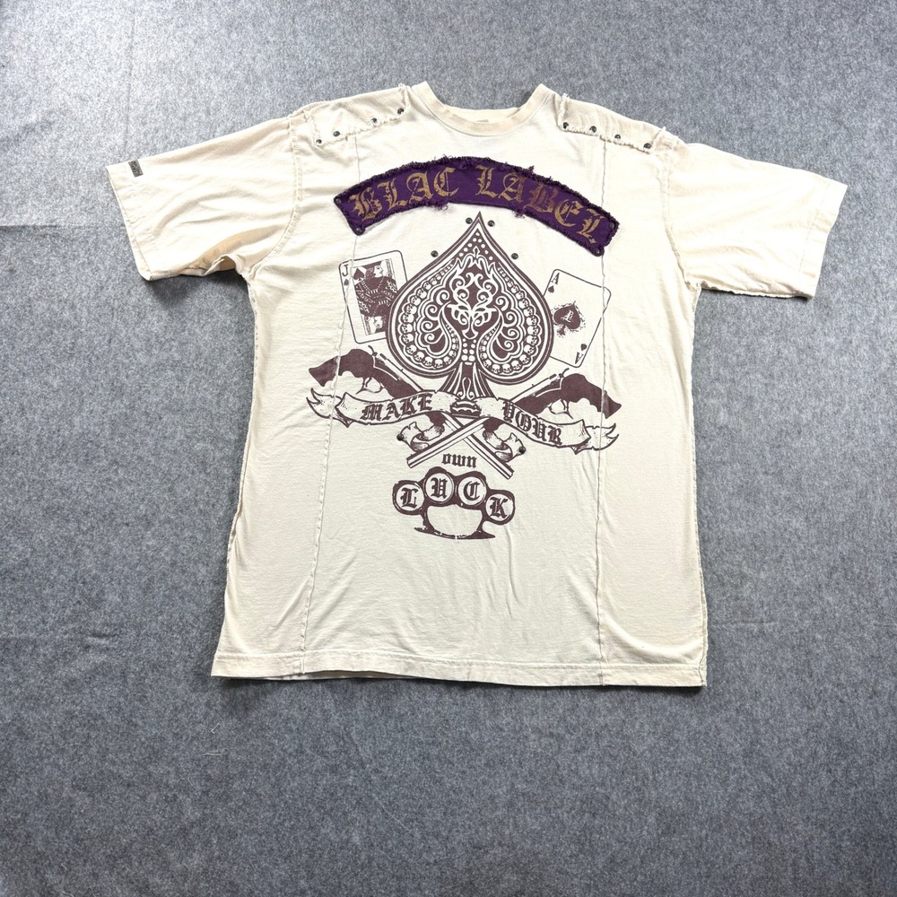 Vtg Blac Label Premium Streetwear Shirt Mens 3X Ace of Spades Knuckles Y2K Biker